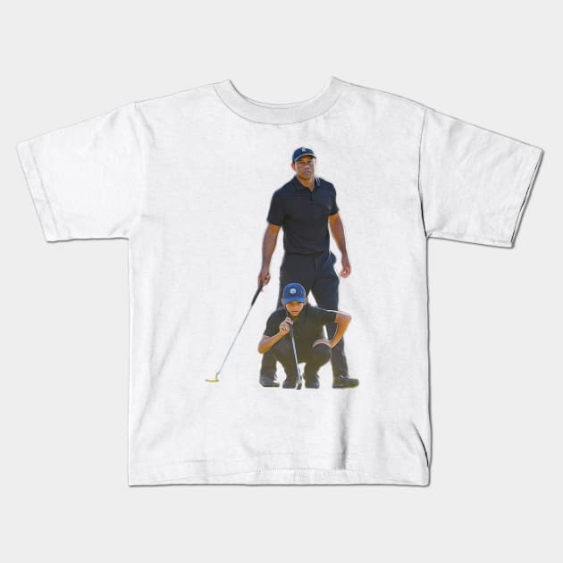 Tiger and Charlie Woods Kids T-Shirt by YungBick